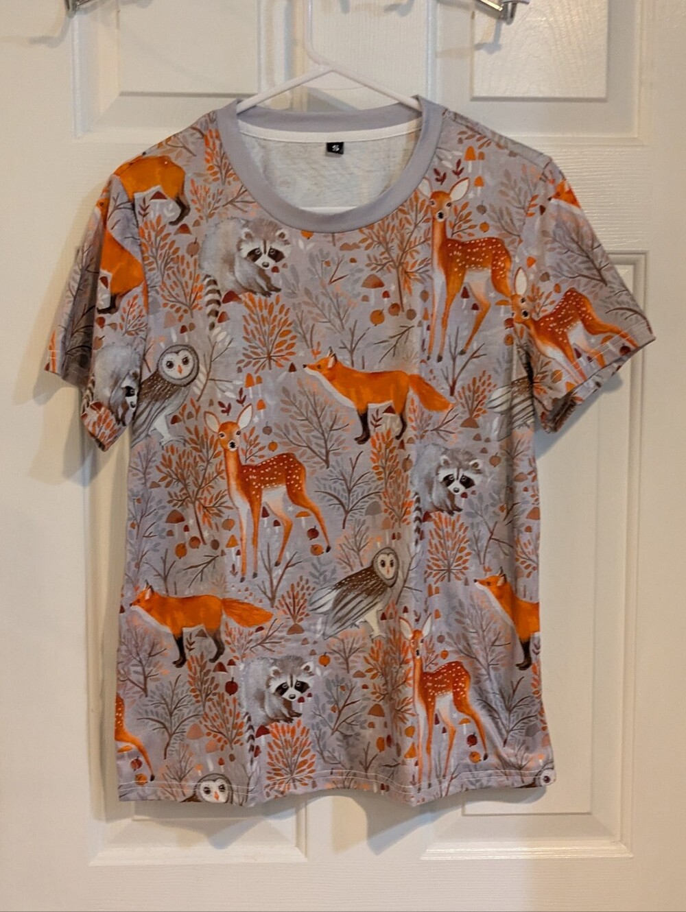 Woodland Animal Tee — Gray with Orange Fox & Deer